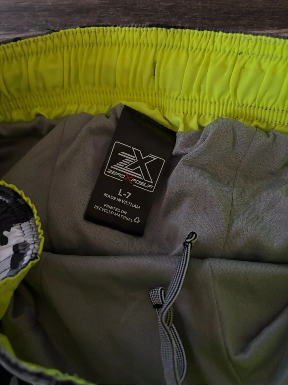 ZeroXposur Neon Yellow and Gray Boys Swim Shorts